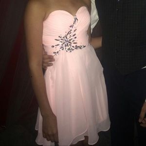 Cute soft pink short prom dress